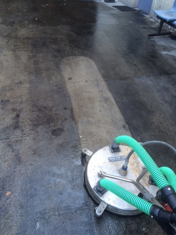 steam cleaning concrete with recovery